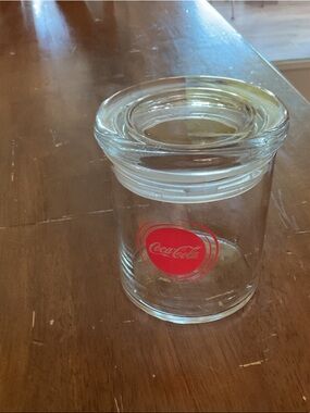 Coca-Cola Glass Jar with Red Logo Accent